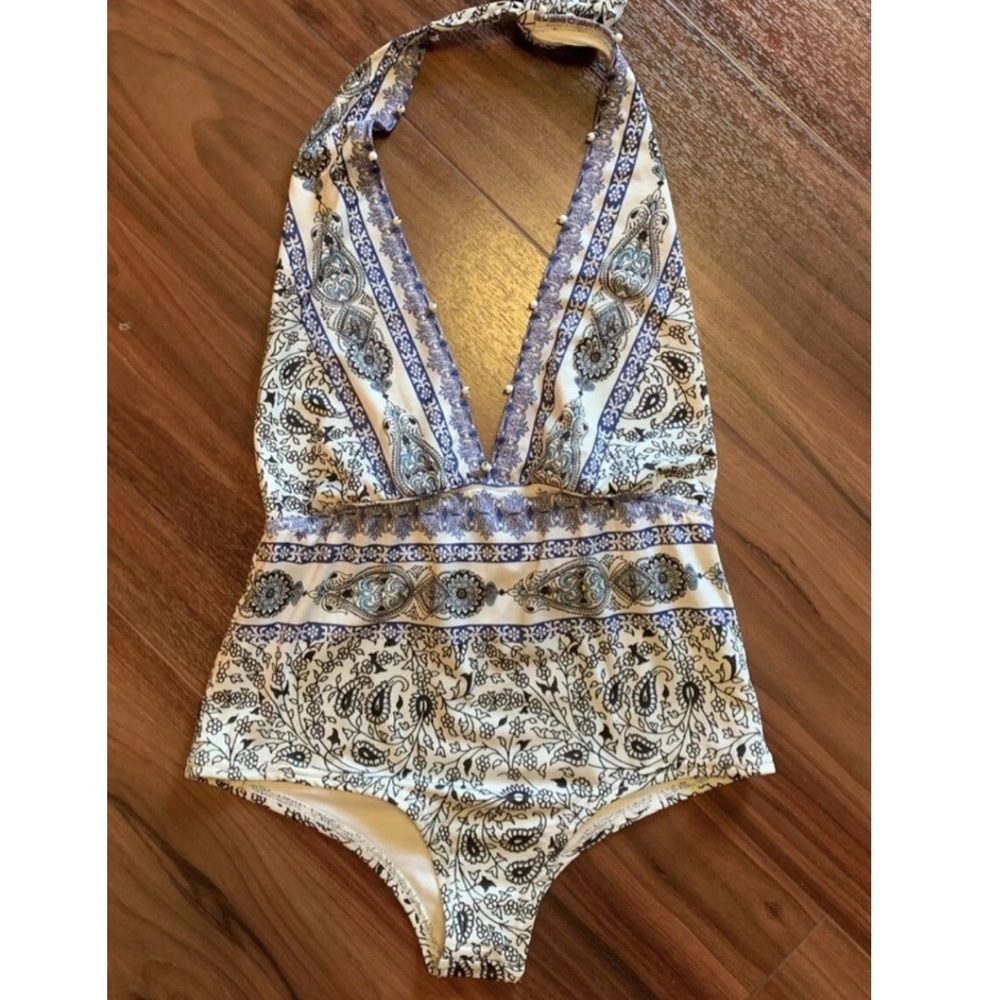 Rococo Sand Paisley Stamp Swimsuit.